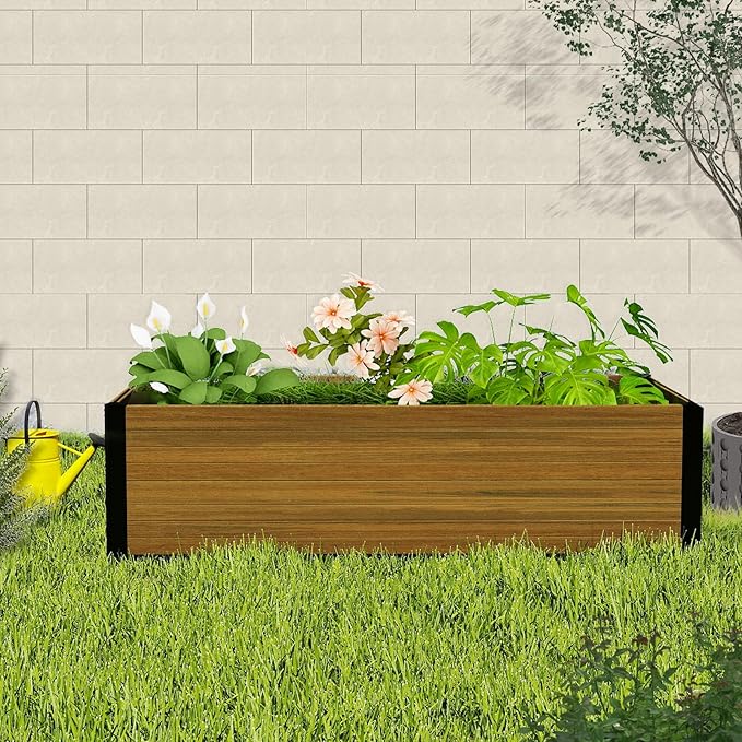 Modern Raised Garden Planter Bed - Durable, Weather-Resistant & Stylish Outdoor Flower Box for Gifts, Gardens, Patios, and Birthdays - Outdoor Decor, and Raised Beds - 47.6" x 23.7" x 12.2" (Brown)