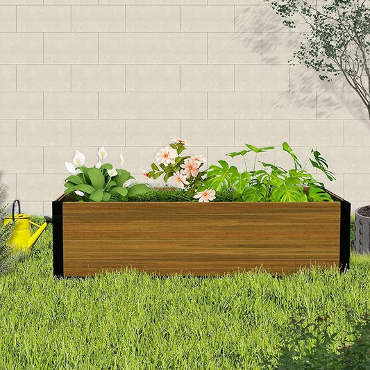 Modern Raised Garden Planter Bed - Durable, Weather-Resistant & Stylish Outdoor Flower Box for Gifts, Gardens, Patios, and Birthdays - Outdoor Decor, and Raised Beds - 47.6" x 23.7" x 12.2" (Brown)