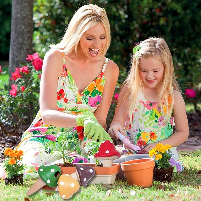 Terracotta Self Watering Spikes, 4 Pack Mushroom Self Watering Planter Insert, Vacation Plant Slow Release Watering Devices for Indoor Outdoor Plants, Colorful Large Water Globes