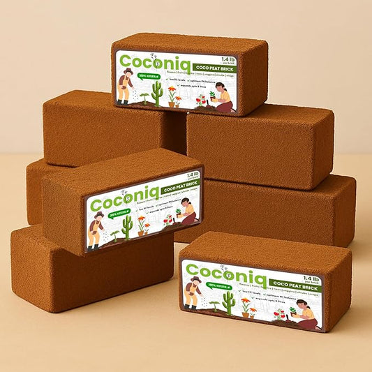 Premium Coco Coir Bricks 8 Pack - Lightweight Cocopeat for Garden Soil, Compressed Coconut Fiber Brick for Potting, Gardening, Planting, Seed Starting, Indoor & Outdoor Plants, Set of 8