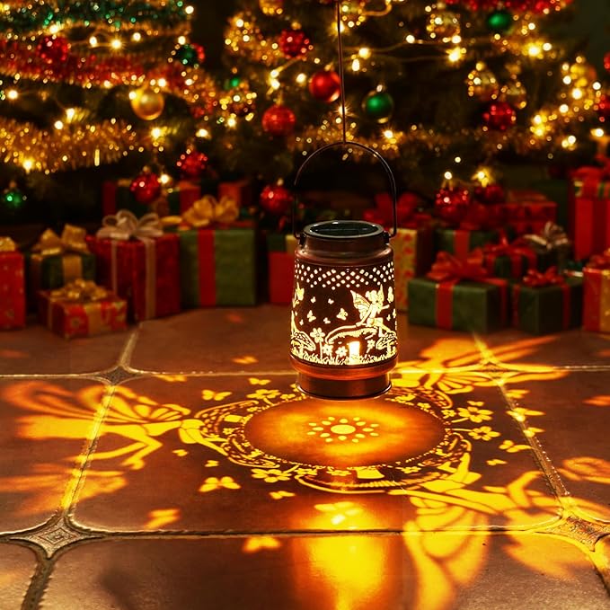 Homemory Christmas Gifts for Women Mom Grandma, Solar Lanterns Fairy Lights Outdoor Waterproof Garden Decor, LED Hanging Solar Lights for Yard, Patio, Backyard, Porch, Lawn