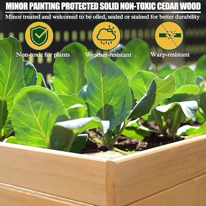 BlueWish 28.5" H Raised Garden Beds Outdoor, Raised Garden Bed with 837 lbs Capacity, Detachable Liner, Planter Box for Outdoor, Patio, Backyard, Natural