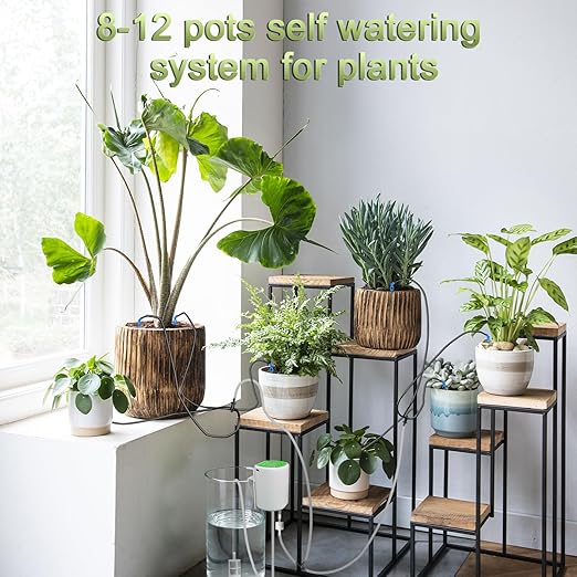 Automatic Plant Waterer Self Watering System - Drip Irrigation Kit with Programmable Timer, Water Up to 12 Potted Plants, Perfect for Indoor Gardens, Balconies & Outdoor Parks
