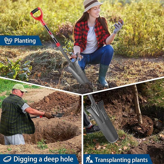 Drain Spade Root Saw Spade Narrow Serrated Shovel Digging Shovels for Cutting Root, Digging, Trenching,Transplanting,44 inches