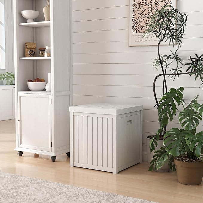 EHHLY Deck Box, 51 Gallon Front Porch Package Bin Delivery Box for Outside, Small Patio Outdoor Storage Boxes Waterproof, UV Resistant Plastic Resin Pool Storage Bins with lids, White