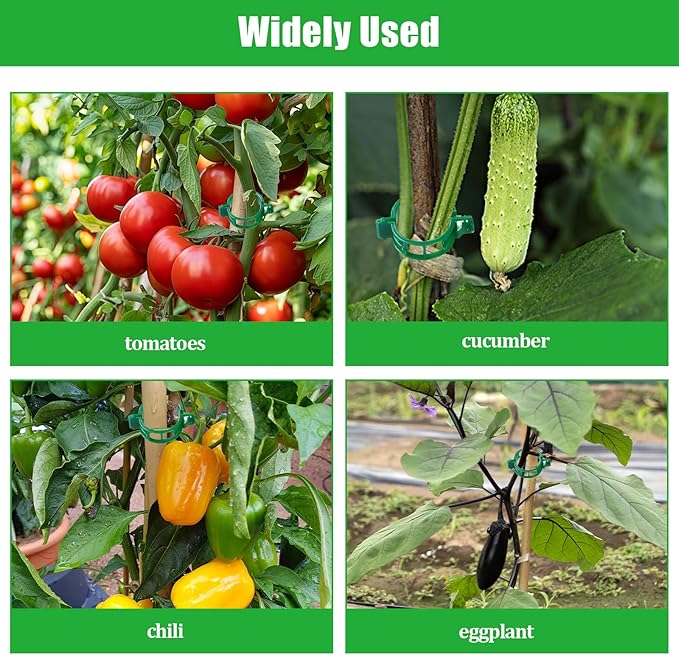 YFANITI 300 PCS Green Plant Fixing Clips,Plant Support Clips, Tomato Clips, Plastic Trellis Clips,Garden Clip for Fixing Stem and Vine