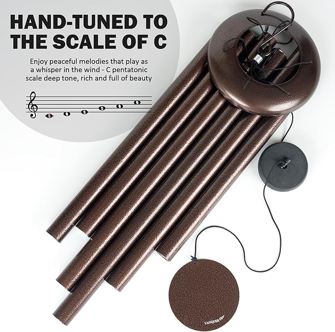 Vanquer Large Wind Chimes for Outside Deep Tone - 48'' Wind Chimes Outdoor Clearance, Deep Tone, Memorial, Sympathy Gift, Garden Patio, Home Décor, Bronze