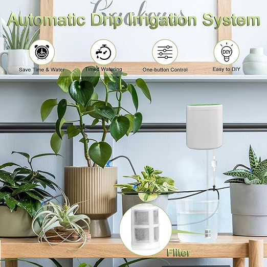 Automatic Plant Waterer Self Watering System - Drip Irrigation Kit with Programmable Timer, Water Up to 12 Potted Plants, Perfect for Indoor Gardens, Balconies & Outdoor Parks