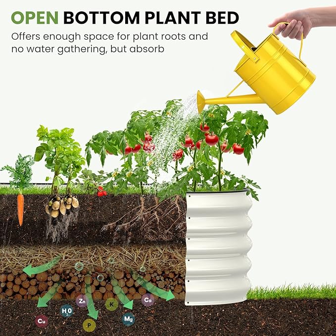 Galvanized Raised Garden Bed, 8x2x1.5 FT Oval Metal Planter Box for Outdoor, 18” Raised Beds for Gardening Vegetables Flower Herb(Pearl White)