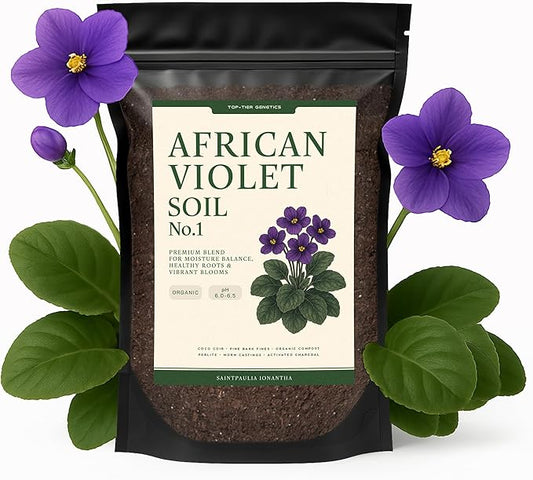 Premium African Violet Soil – Organic, Nutrient-Rich Potting Mix for Saintpaulia – Promotes Strong Roots, Consistent Moisture & Vibrant Blooms – Fast-Draining & Ready to Use (4 QTS)
