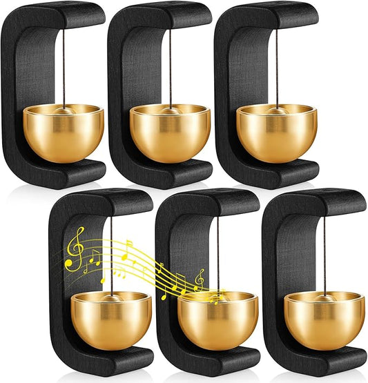 Zonon 6 Pcs Magnetic Wooden Wind Chime Doorbell Decoration Shopkeepers Bell for Door Opening C Shape for Housewarming Gift Refrigerator Room Garden Restaurant (Black Beech)