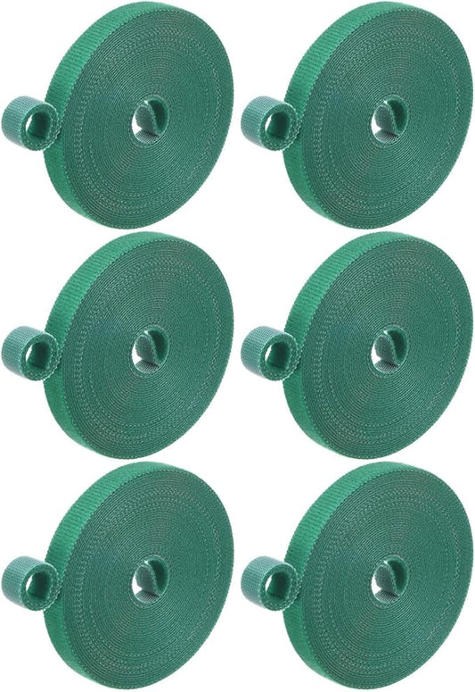 6-Roll Garden Plant Tape, 16 ft x 0.4 in Garden Hook and Loop Plant Ties Multi-Purpose Use Adjustable and Reusable Twist Wire Tape for Plants/Flowers/Vines [Green]