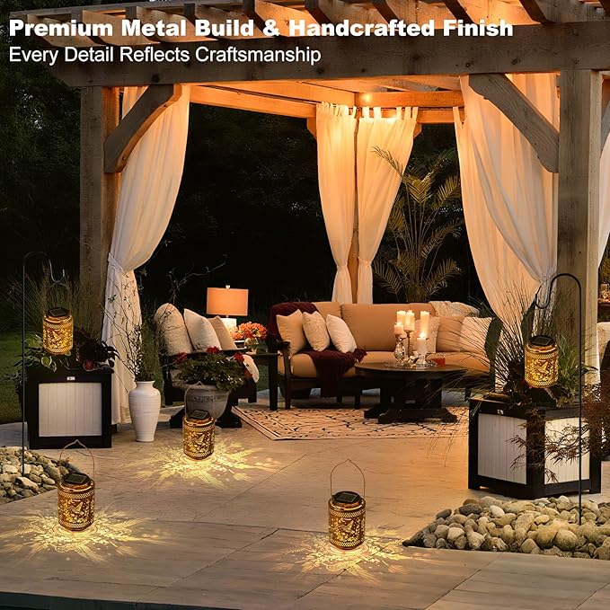 2 Pack Hummingbird Solar Lanterns, Birthday Gifts for Women Mom Grandma, Outdoor Waterproof Hanging Garden Decor for Patio, Yard