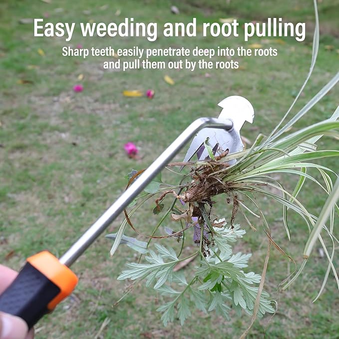 Weed Remover Tool,Portable Garden Weeder Tool,2024 New Gardening Weeding Tools,for Garden Hand Tools for Vegetable Gardening Backyard Farm Planting & Uprooting Weeding Tool (Rubber Handle)
