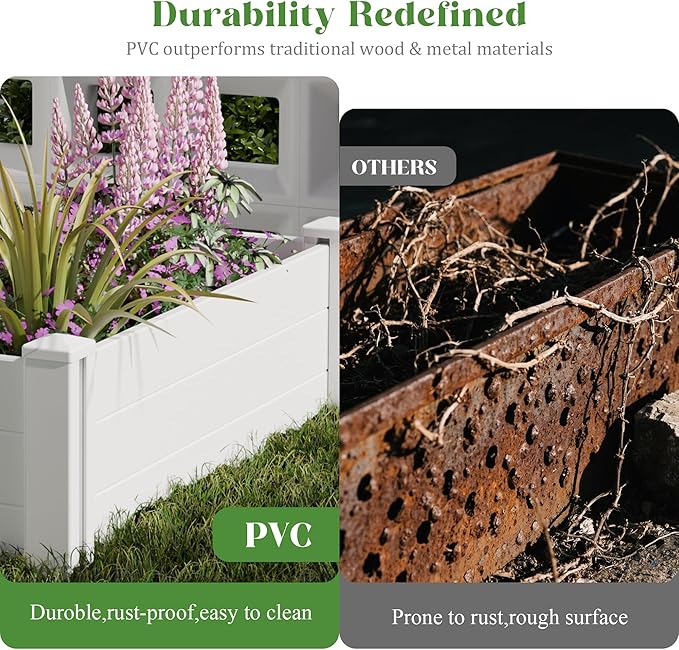 Casaphoria Raised Garden Bed, Plastic Planter Box with Open Bottom, 35.5" x 12" x 12" for Fruits, Vegetables, Herbs & Flowers, Perfect for Outdoor Gardening