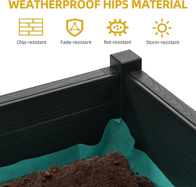DWVO Raised Garden Bed with Legs All-Weather Elevated Planter Box Outdoor with Drainage System Patio Planters for Herbs Vegetables Flowers Plant Bed for Garden Balcony Backyard, Black