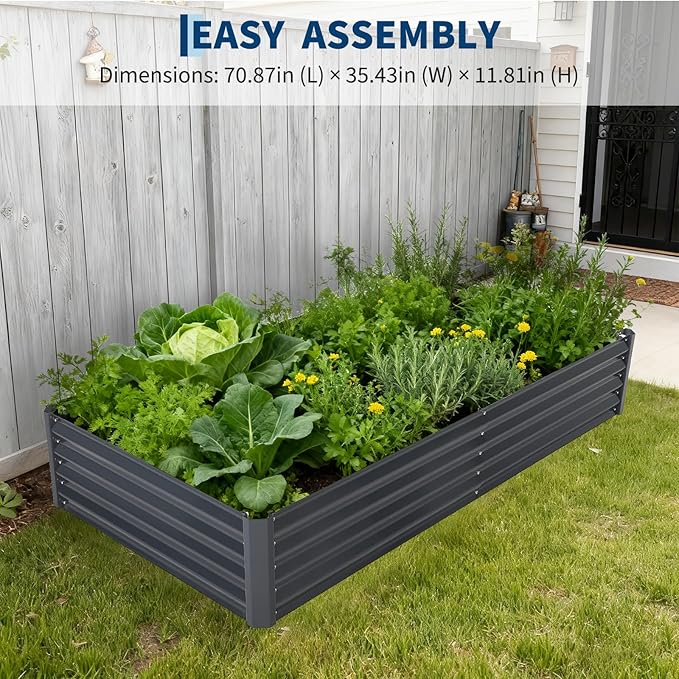 Galvanized Raised Garden Bed Kit with Cover Heavy-Duty Modular Metal Planter Raised Beds for Vegetables with Tool-Assisted Simple Assembly, Reinforced Panels & Optimal Drainage