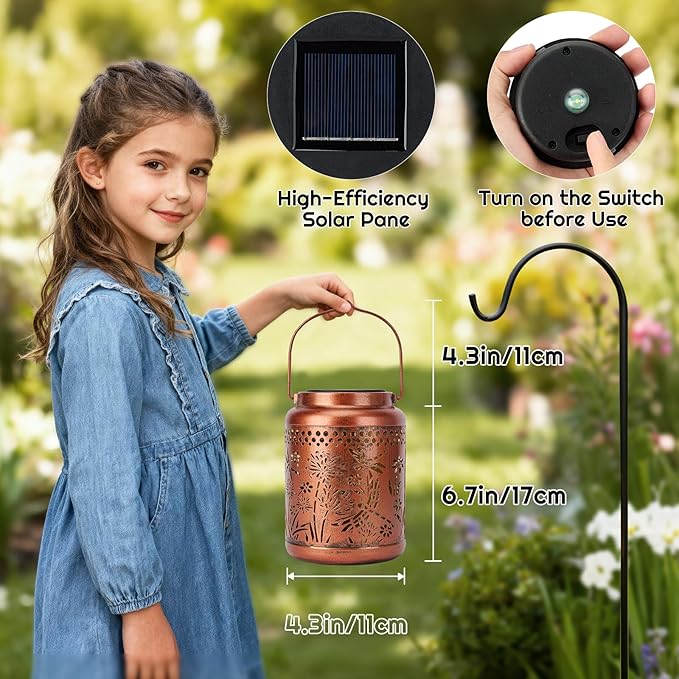Dragonfly Gift Solar Lanterns Outdoor Waterproof - Dragonfly Garden Decor Hanging Solar Lantern Metal Decorations for Patio Yard Lawn Porch Pathway, Christmas Decor Birthday Gift for Women Mom Grandma