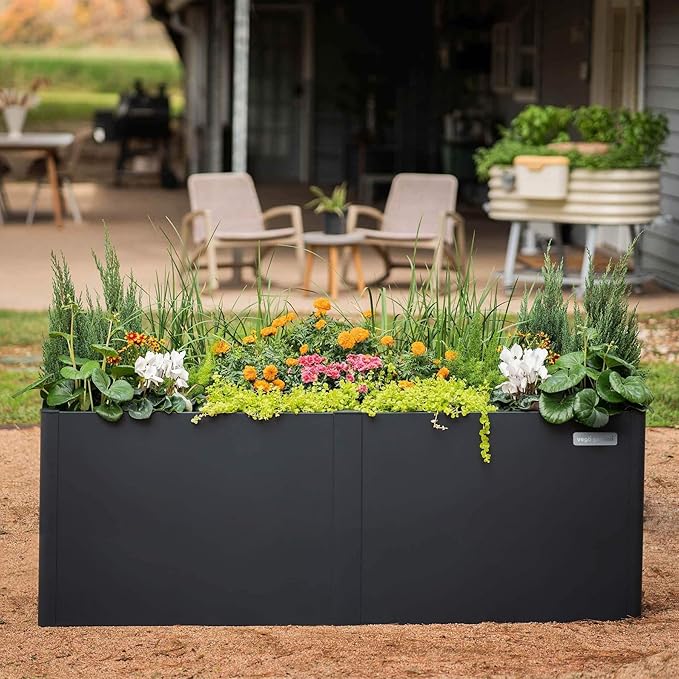 Vego garden 32" Extra Tall Raised Garden Bed, 27" x 53" Modern Raised Garden Beds Kit, Metal Planter Box for Vegetables Flowers Fruits, Urban Charcoal
