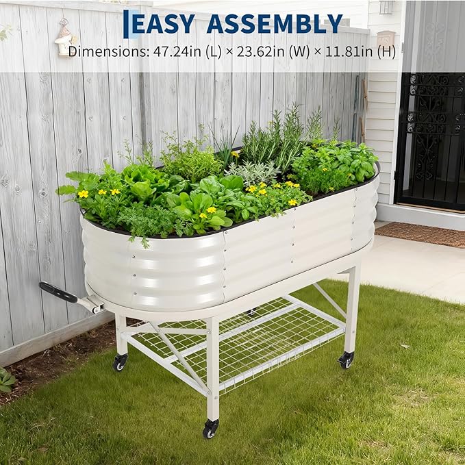 Galvanized Raised Garden Bed Kit with Cover Heavy-Duty Modular Metal Planter Raised Beds for Vegetables with Tool-Assisted Simple Assembly, Reinforced Panels & Optimal Drainage