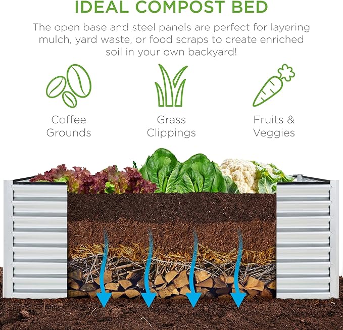 Best Choice Products 6x3x2ft Outdoor Metal Raised Garden Bed, Deep Root Box Planter for Vegetables, Flowers, Herbs, and Succulents w/ 269 Gallon Capacity - Galvanized