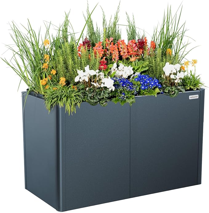 Vego garden 32" Extra Tall Raised Garden Bed, 27" x 53" Modern Raised Garden Beds Kit, Metal Planter Box for Vegetables Flowers Fruits, Midnight Blue