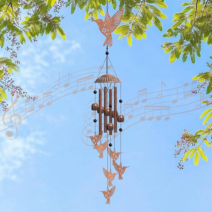 Hummingbird Wind Chimes for Outdoors Hanging Metal Windchime for Women/Men, Garden Wind Chime Patio,Yard Decor Thanksgiving Gifts for Mom Bird Lover