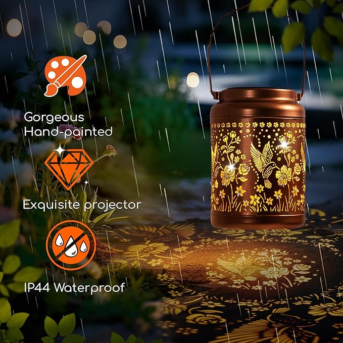 Hummingbird Solar Lantern,Garden Decor Lanterns Decorative Hanging Gardening Gift for Women Mom Mothers Grandma Grandparents Birthday Gifts