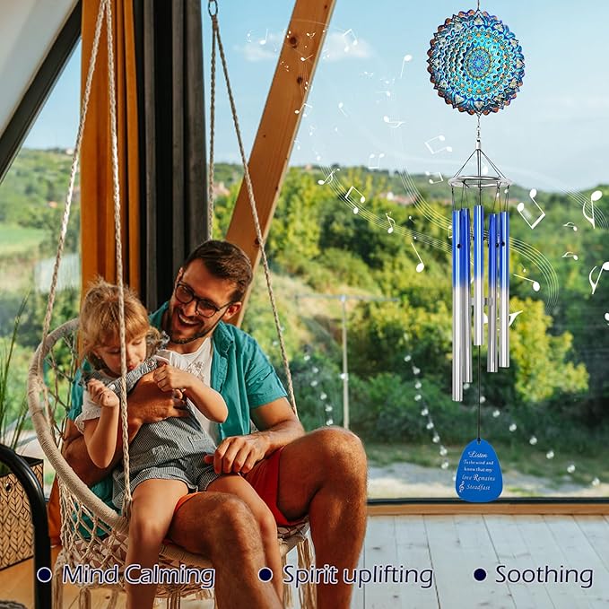 Wind Chimes for Outside with Mandala Wind Spinner,33" Memorial Windchimes Outdoor Hanging Decor Gifts for Mom Women Wife Grandma Men,Zen Garden Patio Home Decoration,Christmas Ornaments