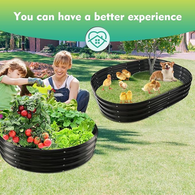3FT Diameter Galvanized Garden Raised Bed/Plant Box/Fire Pit Ring - 0.8mm Thick,12 Inch Tall,Perfect for Planting a Variety of Flowers,Herbs,Vegetables (Black, 36 Dia X 11.5 inches)