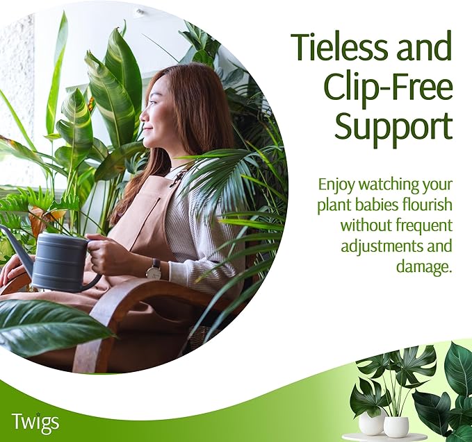 Twigs GA - Plant Support Stakes for Indoor & Outdoor Use, Durable Trellis Alternative for Climbing & Potted Plants, Houseplant Stem Holder Structures - Monstera (Dark Green), 10 Pack, 22" L, Original