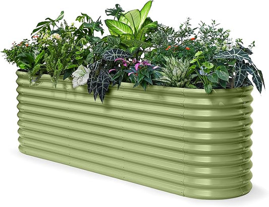 Raised Garden Bed 8x2x2.5 ft, 30" Extra Tall Galvanized Metal Planter Boxes Outdoor, Heavy Duty Flower Bed for Vegetable Fruit Herb, Modular Raised Bed Gardening Large Planters - Moss Green