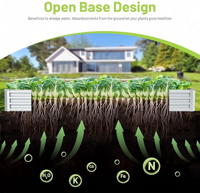 2PCS 8x4x1FT Galvanized Raised Garden Bed Kit,Vegetable Boxes-Rectangle Metal Flower Box,Large Planter Raised Beds Outdoor Garden for Planting,Fruit,Herb-Silver