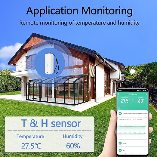WiFi Hygrometer Thermometer Sensor, Wireless Smart Temperature Humidity Monitor with Remote App Notification Alert, for Home, Greenhouse White (1pack)
