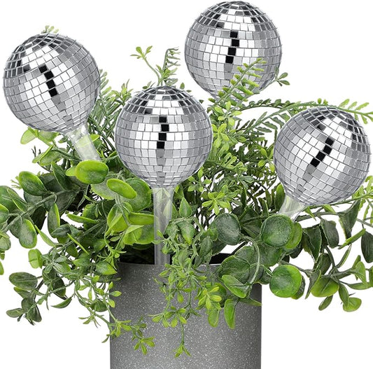 4 Pcs Plant Self Watering Disco Ball Globes 10.6 Inch Disco Self Watering Globes Automatic Drip Irrigation Devices for Indoor Outdoor Flowerpot Hanging Plants Home Garden