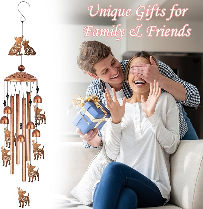 French Bulldog Wind Chime for Outside: Dog Gifts for Women Men, Metal Dog Wind Chime Yard Art, Soothing Home Garden Patio Outdoor Decor