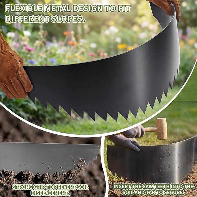 Maxdot 3 Pack Hillside Planters, Erosion Control Hillside Planters, Steel Serrated for 10°-24° Slope Gardening, Raised Garden Bed Terracing Kit, Beautify Landscapes, 39.4 x 11.8 Inches