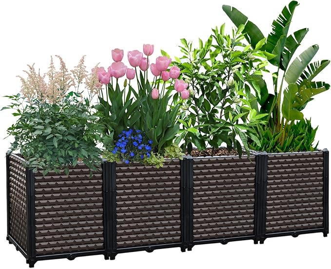 Large Planters for Outdoor Plants - Deepened 20" H, Raised Beds for Gardening Self Watering, Elevated Planter Box with Legs, Rectangular Garden Planters for Outdoor Plants Flowers, 62.9"L x 15.7"W