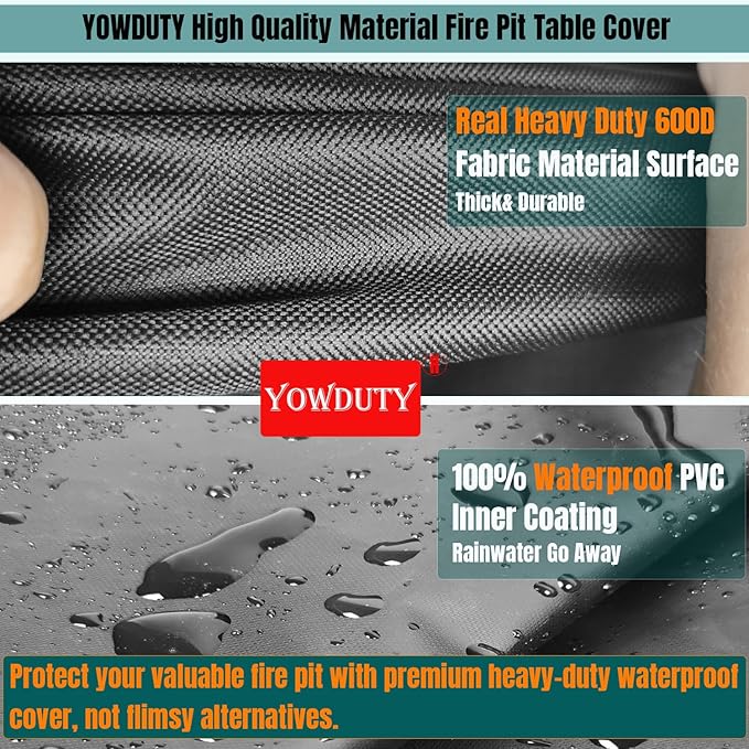 Propane Fire Pit Cover Square 32 Inch, Waterproof Heavy Duty 600D Gas Fire Pit Table Cover 32 x 32 x 25 Inch, Fit 28/29/30/31/32 Inch Firepit Table, All-weather Protection For Patio