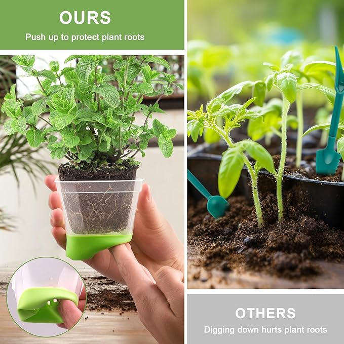 12 Packs 3 Inch Square Plastic Nursery Pots, Clear Plant Pot with Soft Silicone Base for Easy Transplant, Flower Pots with Drainage Holes, Reusable Seedling Pots Starter Pots