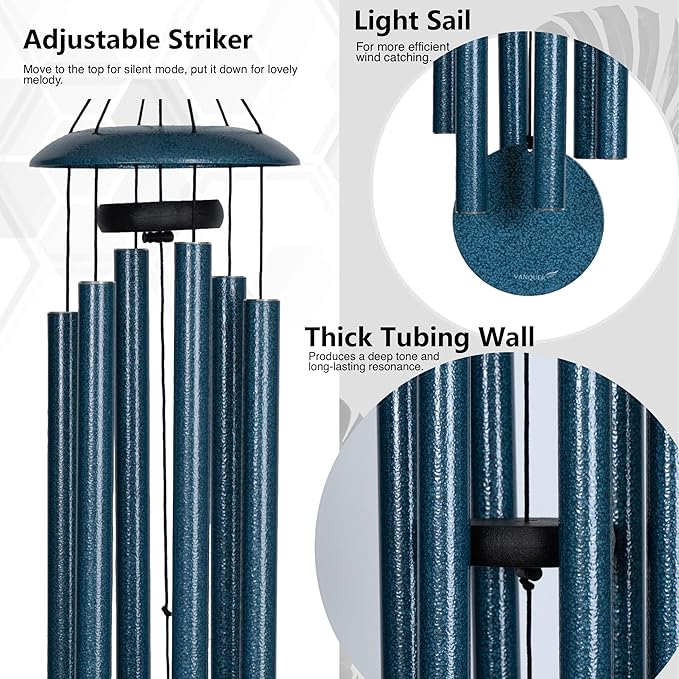 Wind Chimes for Outside Deep Tone - 38'' Wind Chimes Outdoor Clearance, Deep Tone, Windchimes Outdoors, Memorial Gift, Sympathy Gift, Garden Patio, Home Décor, Blue