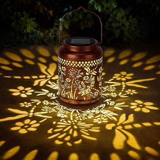 Dragonfly Gift Solar Lanterns Outdoor Waterproof - Dragonfly Garden Decor Hanging Solar Lantern Metal Decorations for Patio Yard Lawn Porch Pathway, Christmas Decor Birthday Gift for Women Mom Grandma