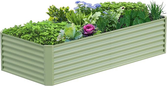 8x2x2FT Galvanized Raised Garden Bed Kit,Vegetable Boxes-Rectangle Metal Flower Box,Large Planter Raised Beds Outdoor Garden for Planting,Fruit,Herb-Green