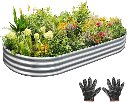 Garden Galvanized Raised Garden Bed Kit - Metal Planter Boxes for Vegetables/Herbs/Flowers, Heavy-Duty Steel Outdoor Garden Box with Reinforced Edges