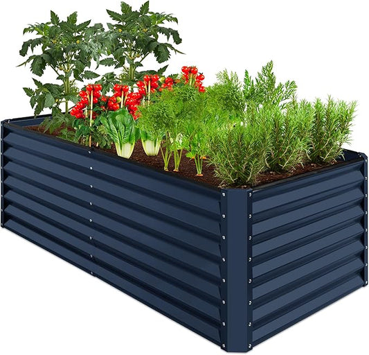 Best Choice Products 6x3x2ft Outdoor Metal Raised Garden Bed, Deep Root Box Planter for Vegetables, Flowers, Herbs, and Succulents w/ 269 Gallon Capacity - Navy