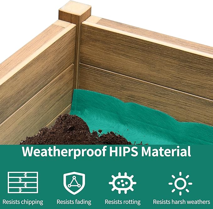 YITAHOME 48x18x30in Raised Garden Bed, Weather Resistant Poly Lumber Planter Box with Legs, Elevated Garden Bed for Yard, Garden, Balcony - Brown