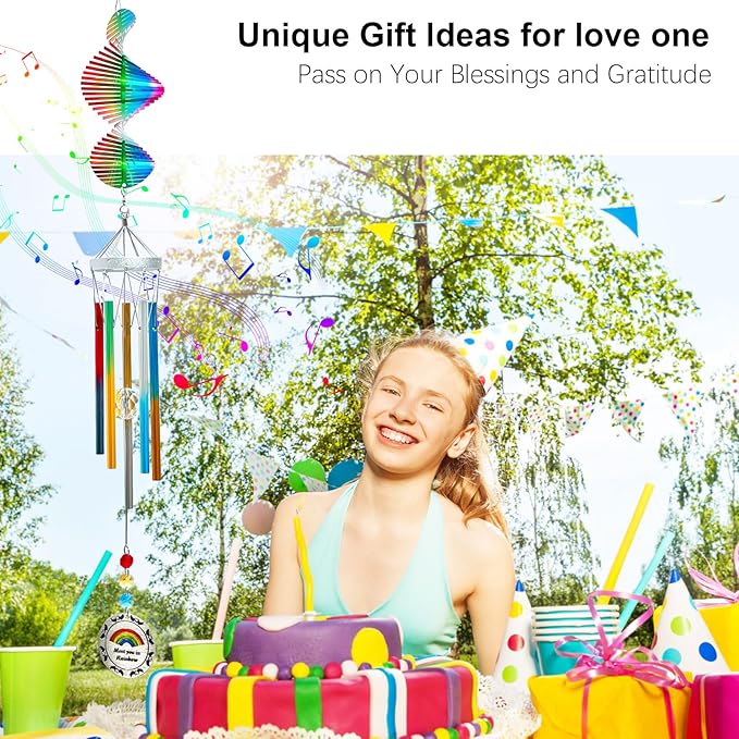 Wind Chimes for Outside,30in Wind Chimes Spinner with Crystal Create a Rainbow Effect,Windchimes Outdoors Garden Decor,Colorful Patio Backyard Porch Ornaments,Crystal Gift for Women Mom Men