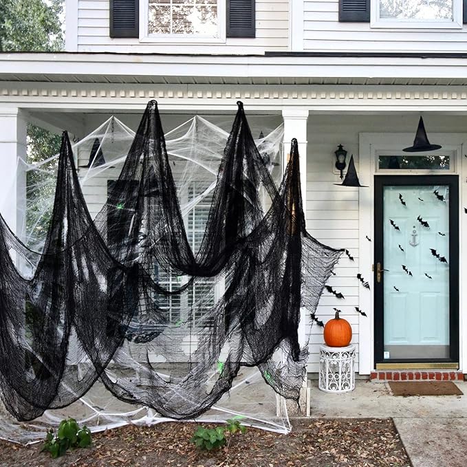 ZeeDix Halloween Black Creepy Cloth 79 x 200in Giant Spooky Cheesecloth Halloween Decoration Scary Gauze Cloth for Party Supplies Haunted Houses Outdoor Yard Home Wall Doorways Decor