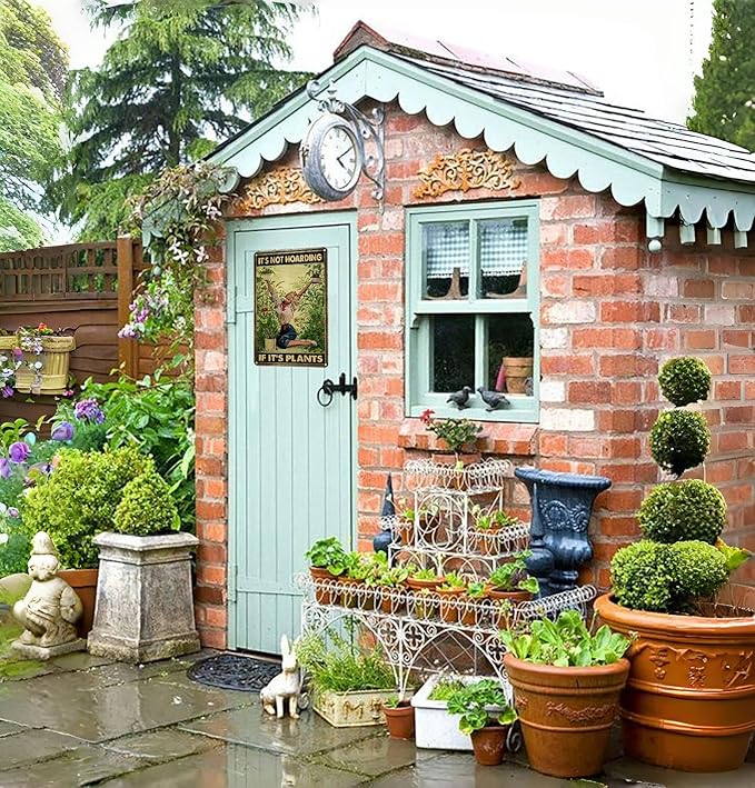 Bestylez Gardening Gifts It‘s Not Hoarding If It's Plants Vintage Garden Signs for Home Garden Greenhouse Living Room Bedroom Yard Backyard Outdoor Decor 8X12 Inch (3066)