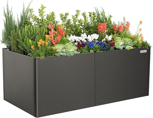 Vego garden 32" Extra Tall Raised Garden Bed Kit, 42" x 83" Modern Raised Garden Beds, Metal Planter Box for Vegetables Flowers Fruits, Urban Charcoal